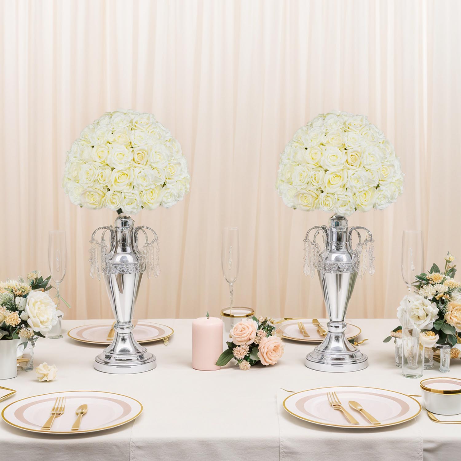 Cream White Half-Sphere Table Flower Floral Arrangement Main picture